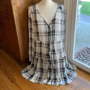NWT Faded Rose Tiered Gauze Button Down Dress